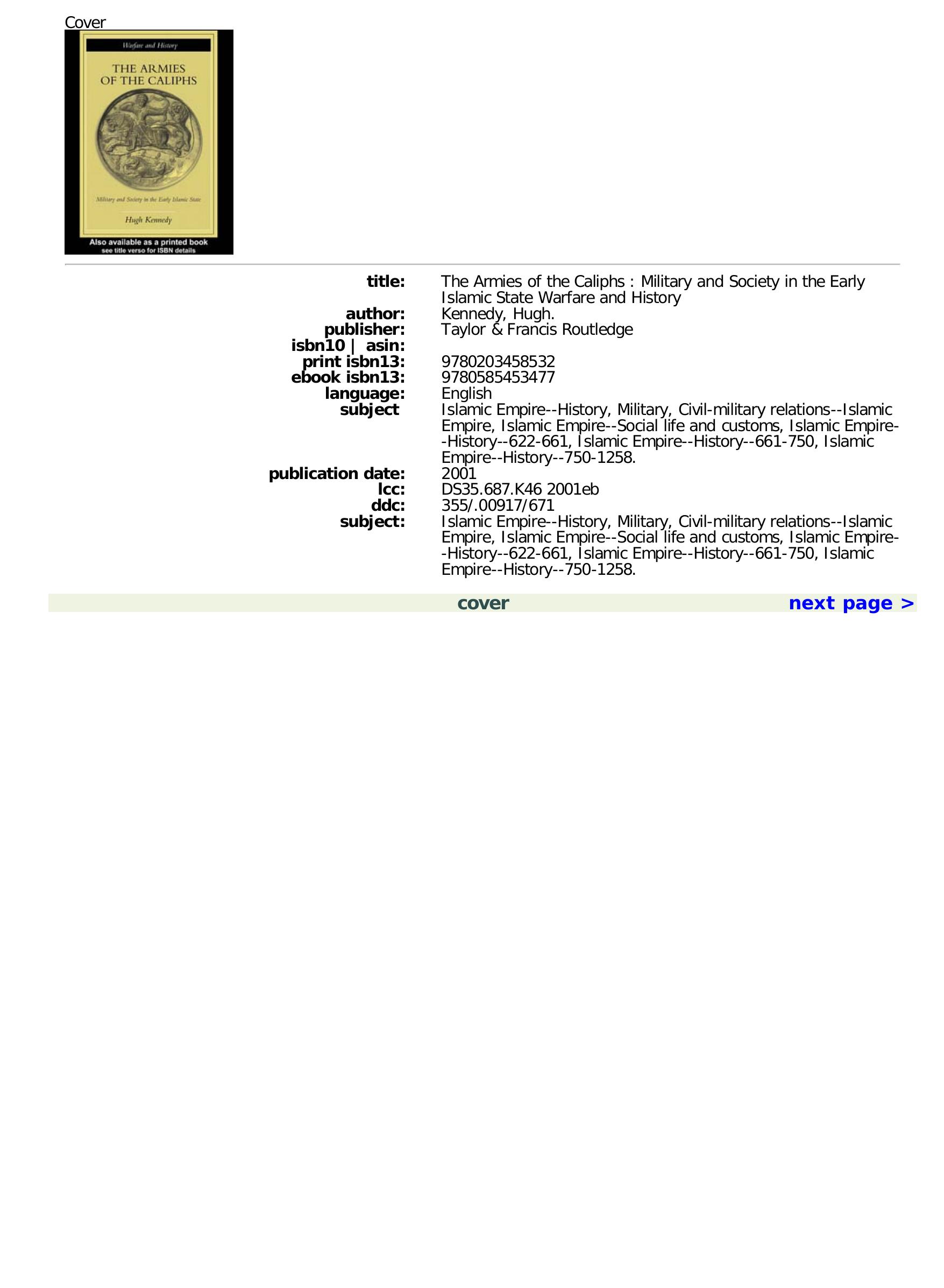 cover by Military & Society in the Early Islamic State (2001) by Hugh Kennedy