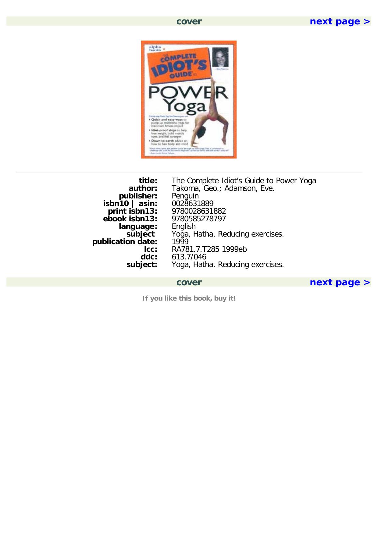 cover by The Complete Idiot's Guide to Power Yoga Book