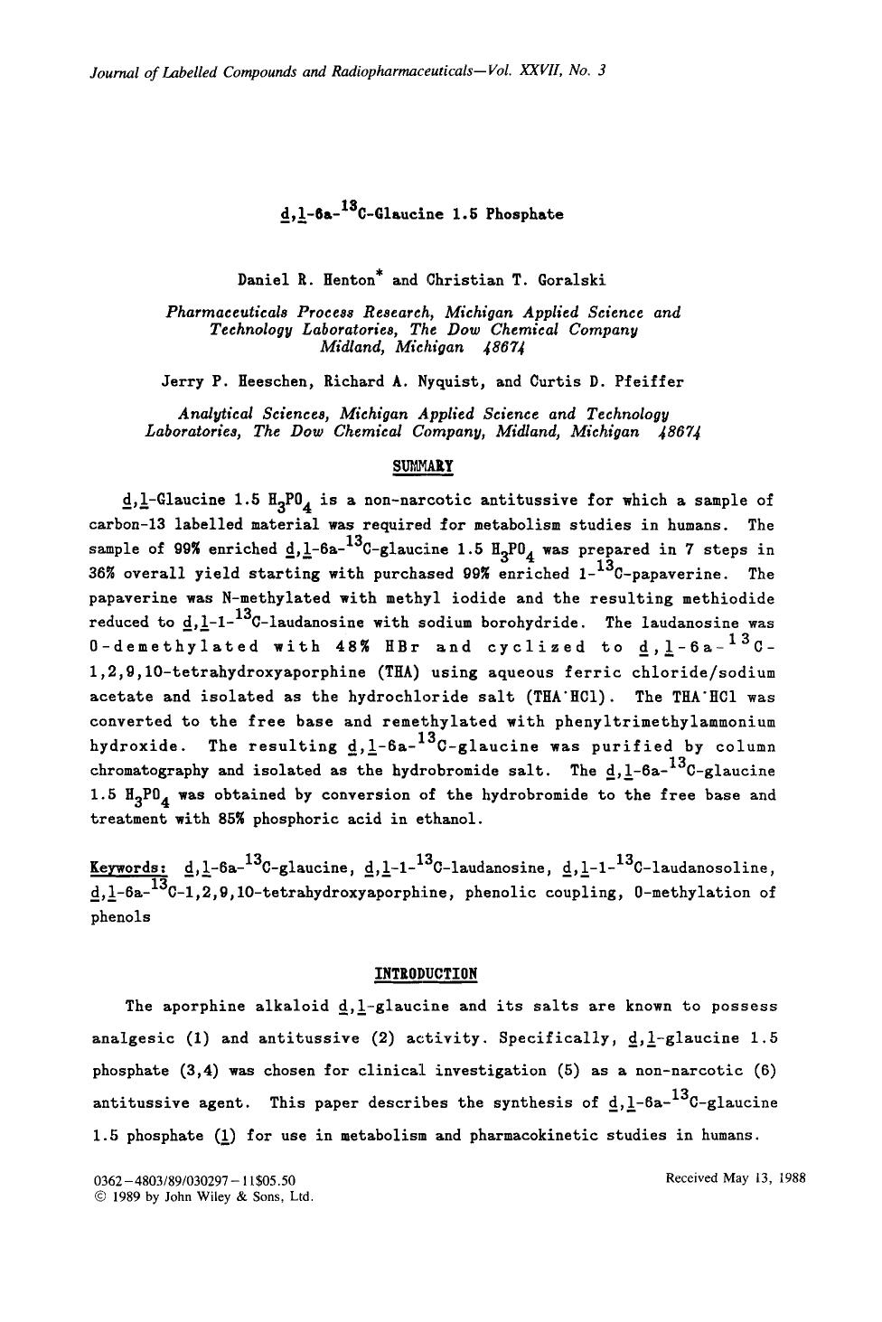 d,l-6a-13C-Glaucine 1.5 phosphate by Unknown