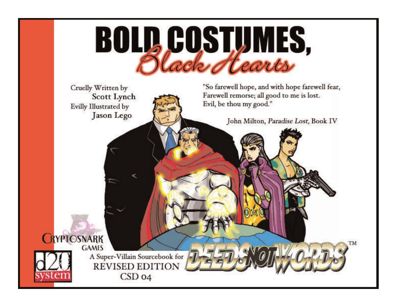 d20 Cryptosnark Games Deeds Not Words by Bold Costumes Black Hearts