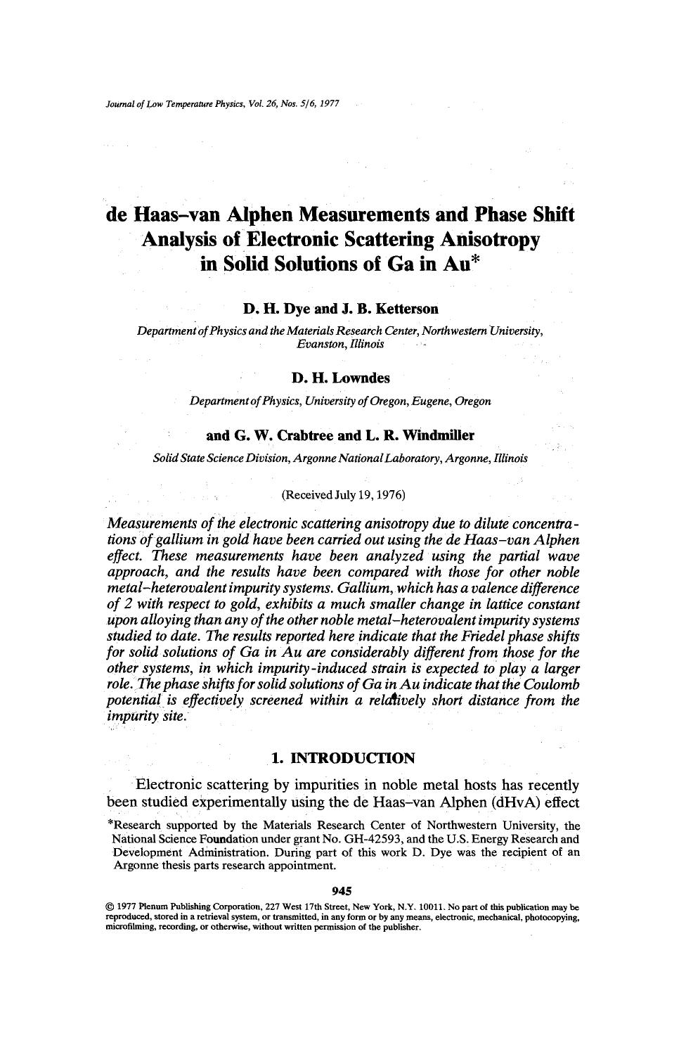de Haas-van Alphen measurements and phase shift analysis of electronic scattering anisotropy in solid solutions of Ga in Au by Unknown