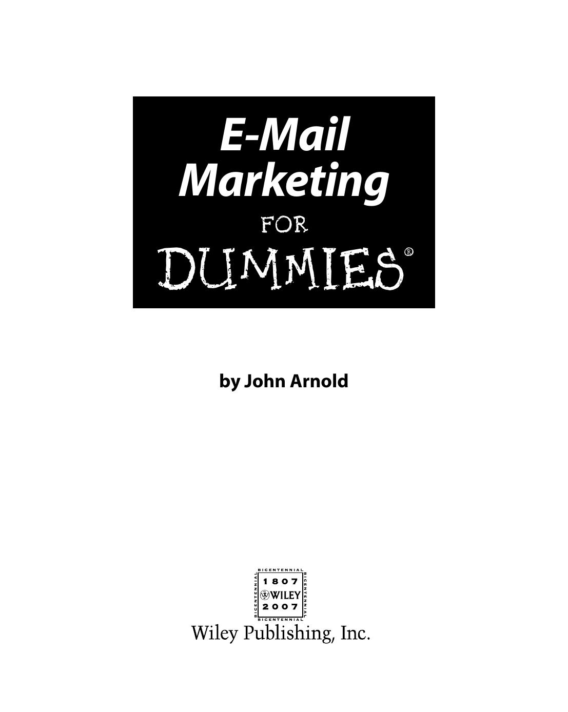 e-Mail Marketing for DUMmIES by Unknown