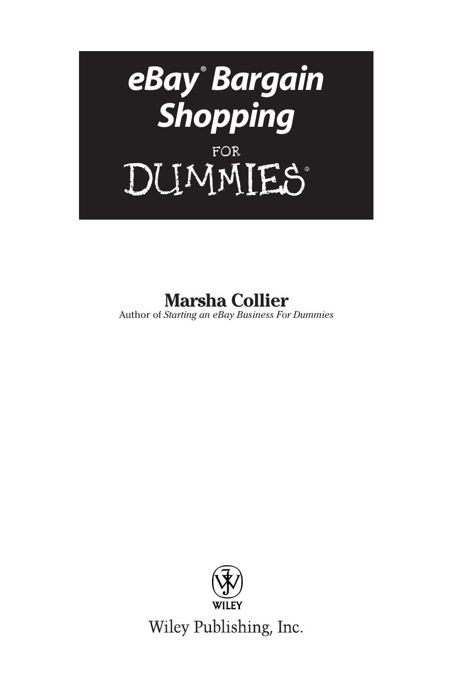eBay Bargain Shopping for DUMmIES by Unknown
