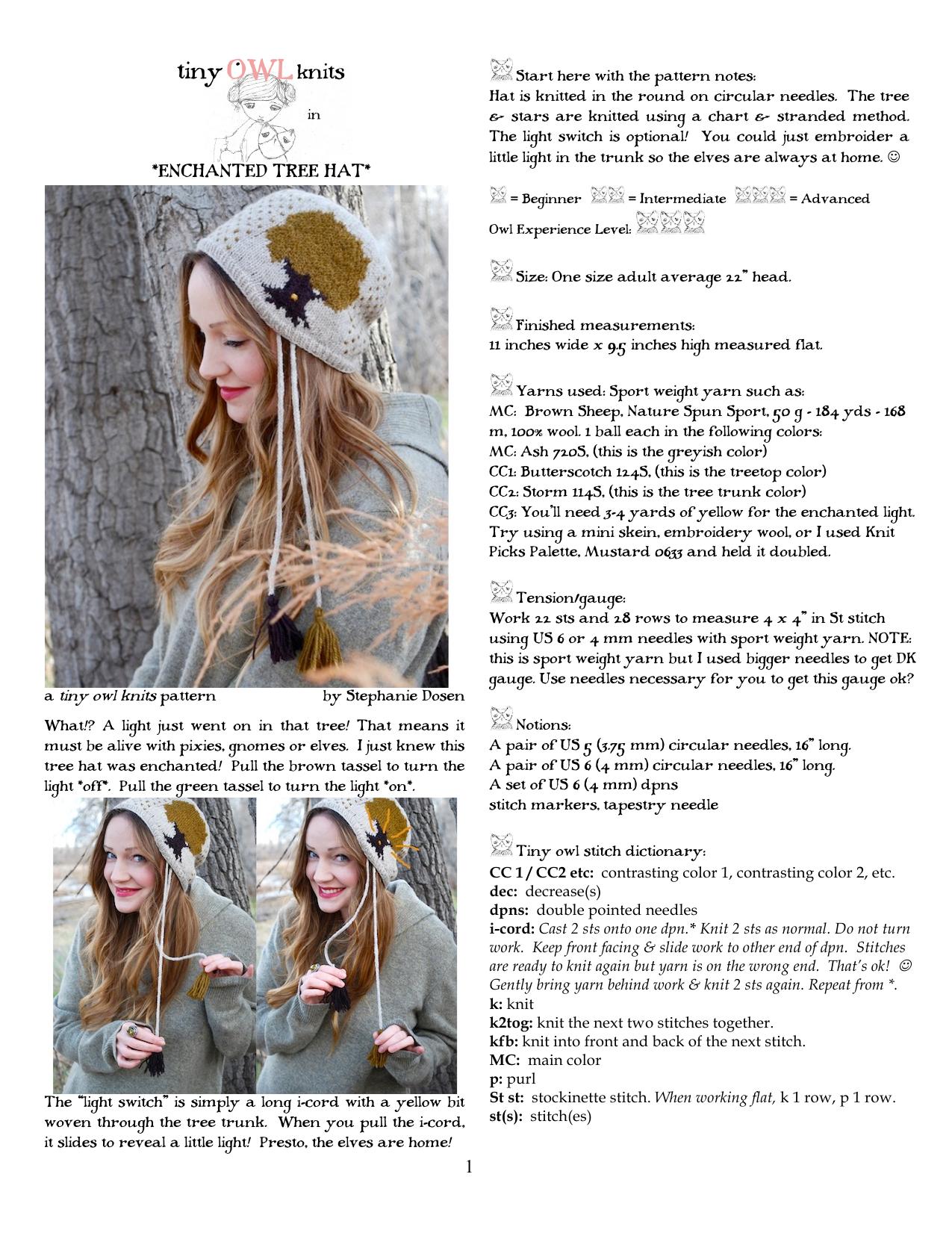 enchanted tree hat - a tiny owl knits pattern by stephanie dosen by tiny owl knits