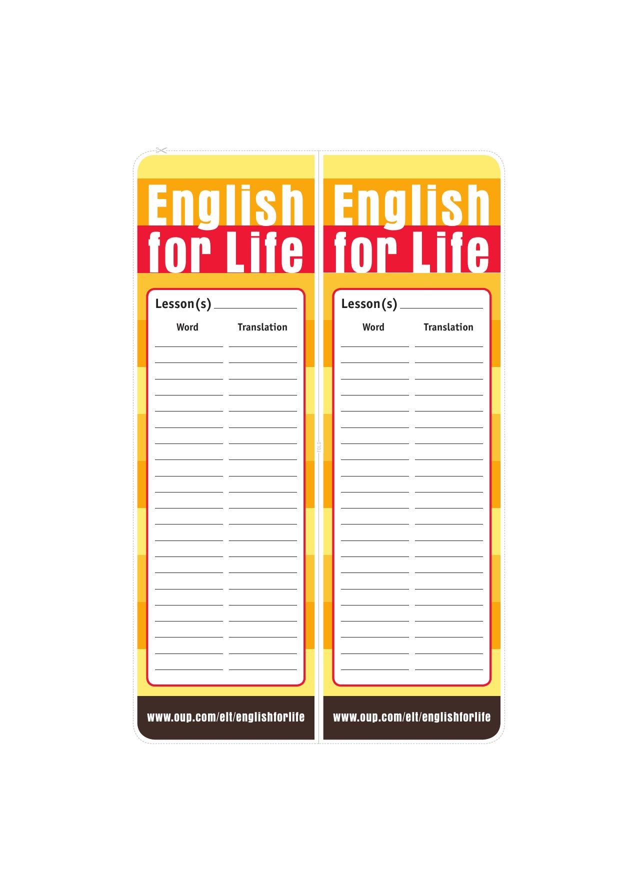 english for life bookmark by Unknown