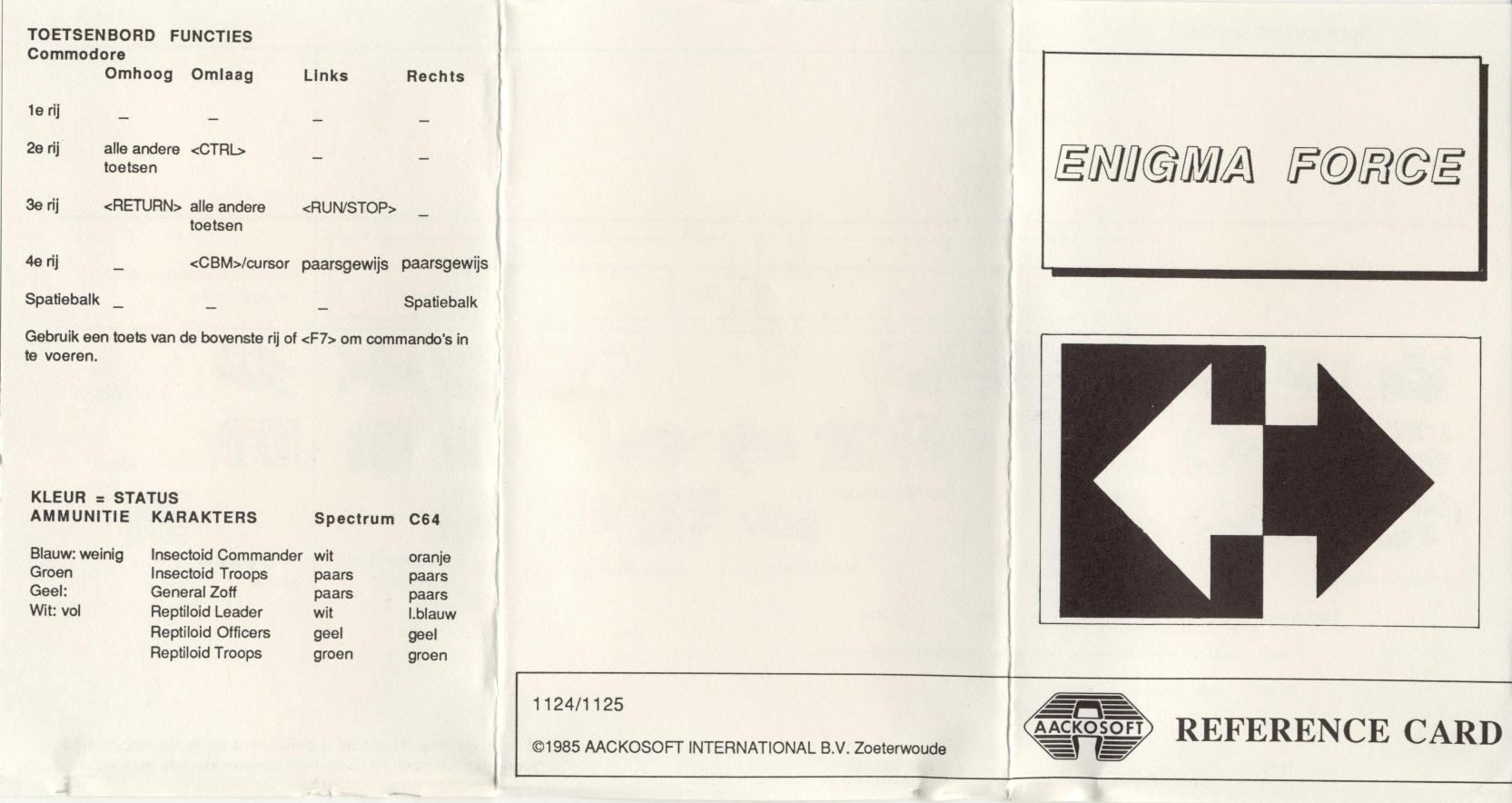 enigma force usa reference card by Unknown