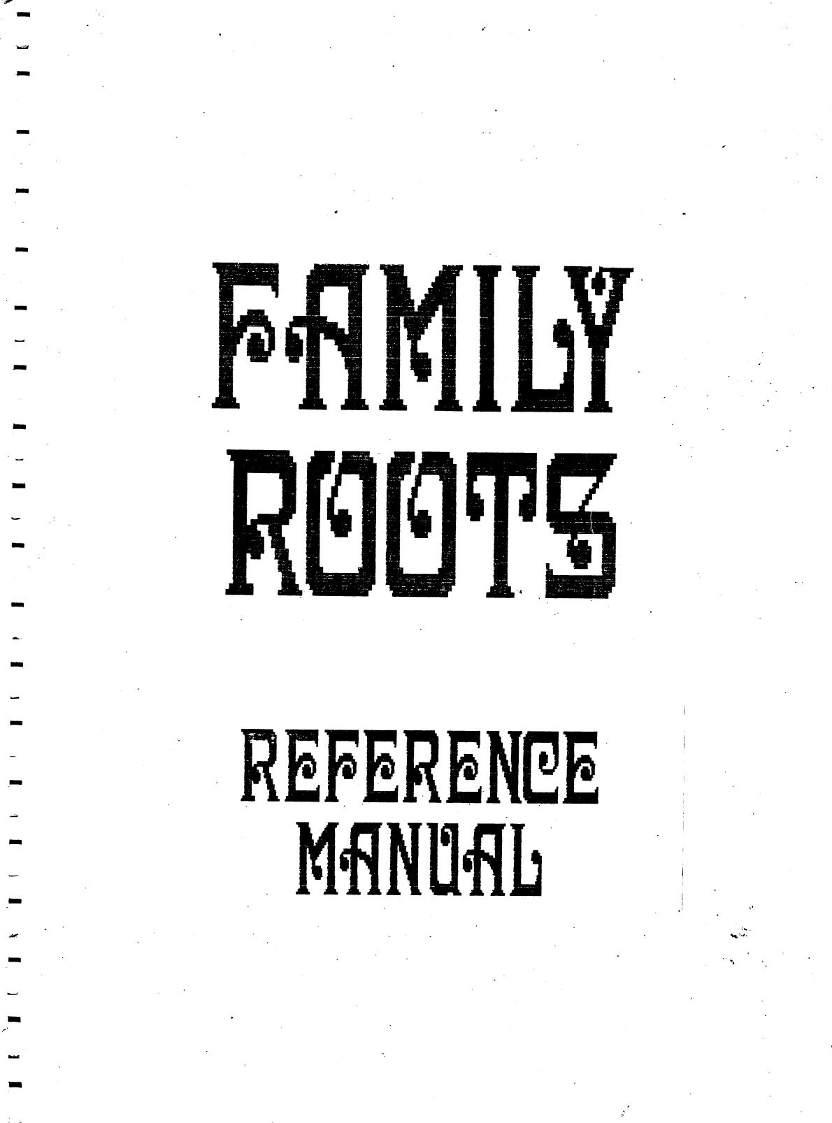 family roots by reference manual