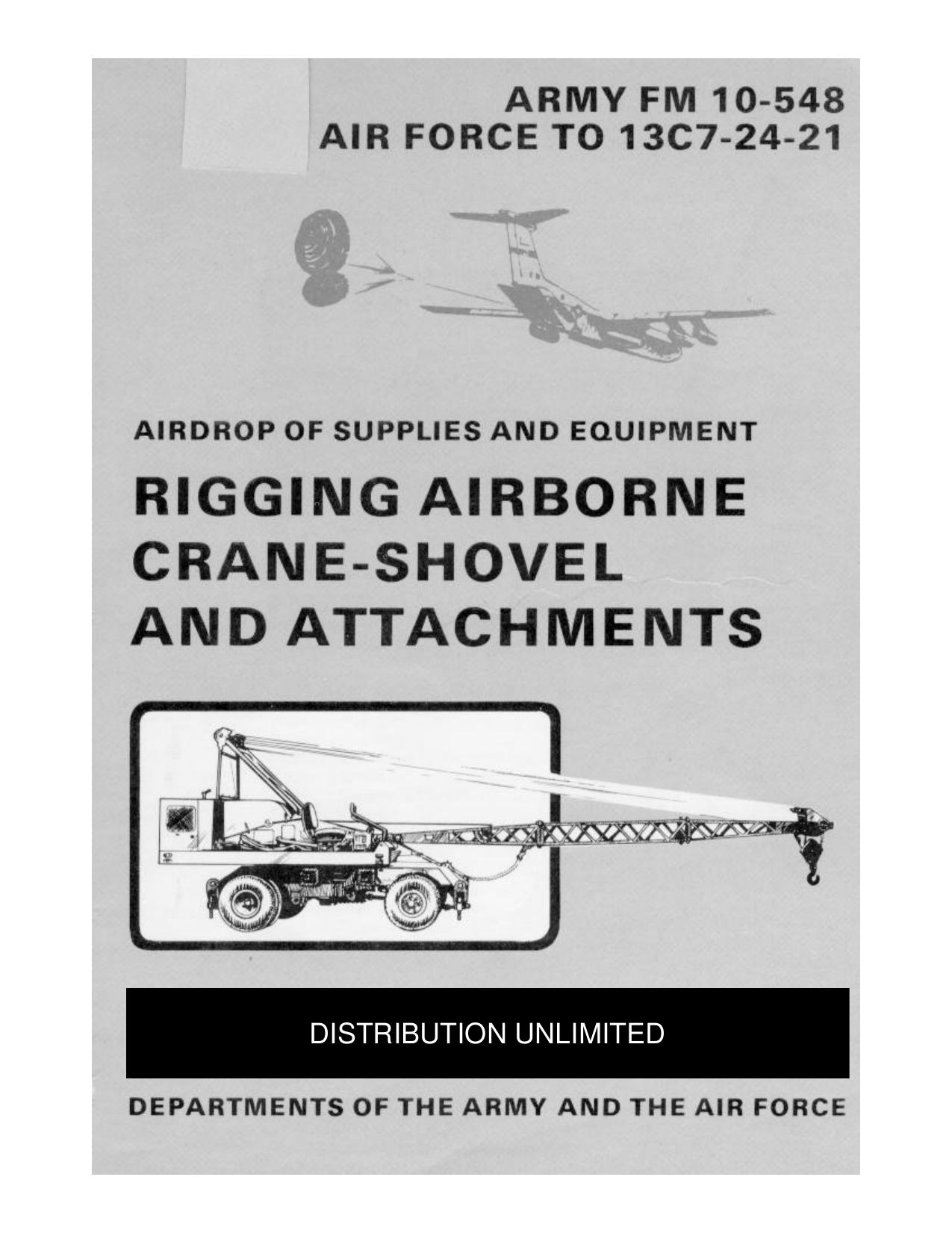 fm10-548  AIRDROP OF SUPPLIES AND EQUIPMENT  rigging airborne crane by shovel & attachments