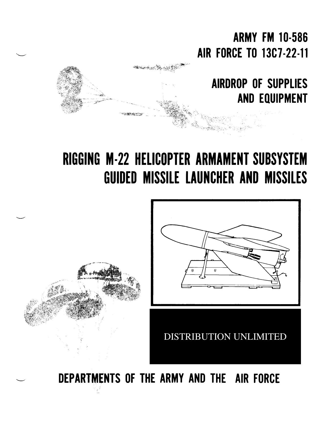 fm10-586  AIRDROP OF SUPPLIES AND EQUIPMENT  rigging m-22 helicopter armament subsystem guided missile launcher and missiles by Unknown