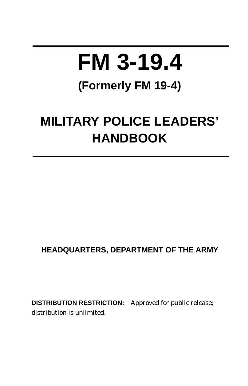 fm3-19.4 Military Police leaders Handbook by Unknown