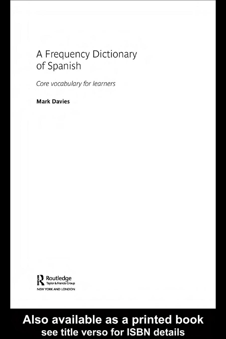 frequency dictonary of spanish by Davies M