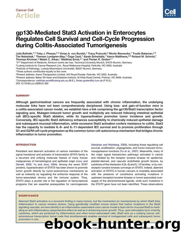 gp130-Mediated Stat3 Activation in Enterocytes Regulates Cell Survival and Cell-Cycle Progression during Colitis-Associated Tumorigenesis by unknow