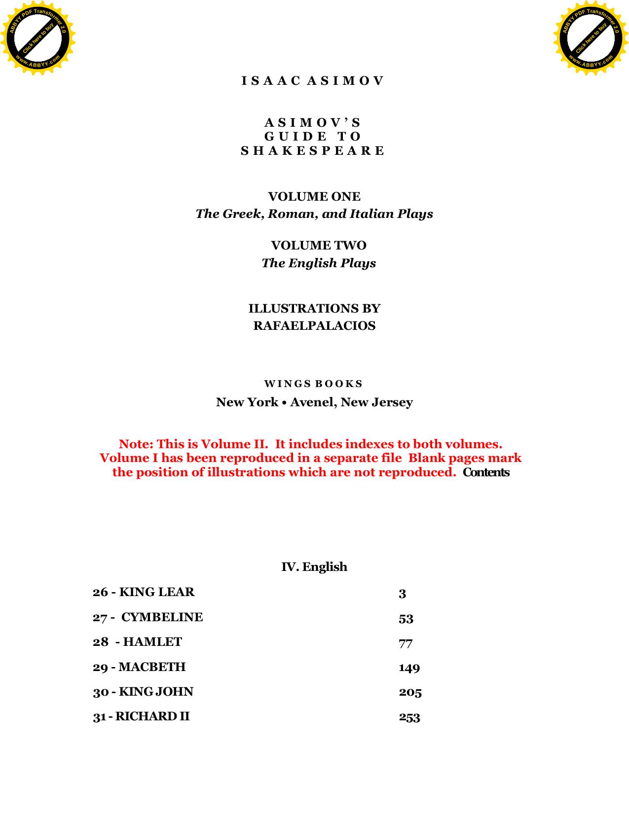 guide to shakespeare vol 2 by isaac asimov