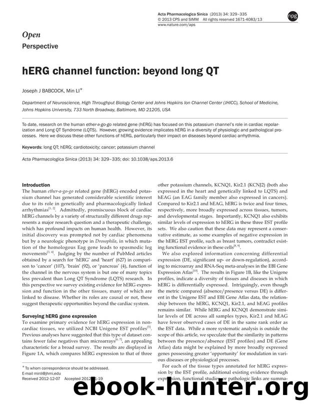 hERG channel function: beyond long QT by Joseph J Babcock & Min Li