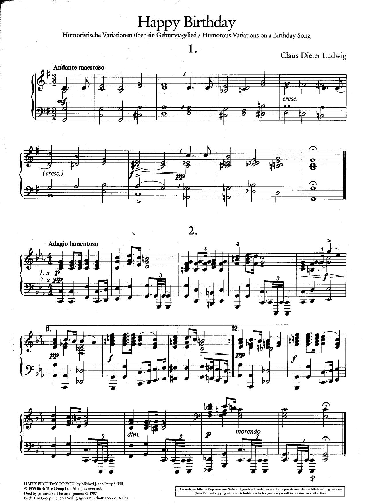 happy birthday variations by Unknown
