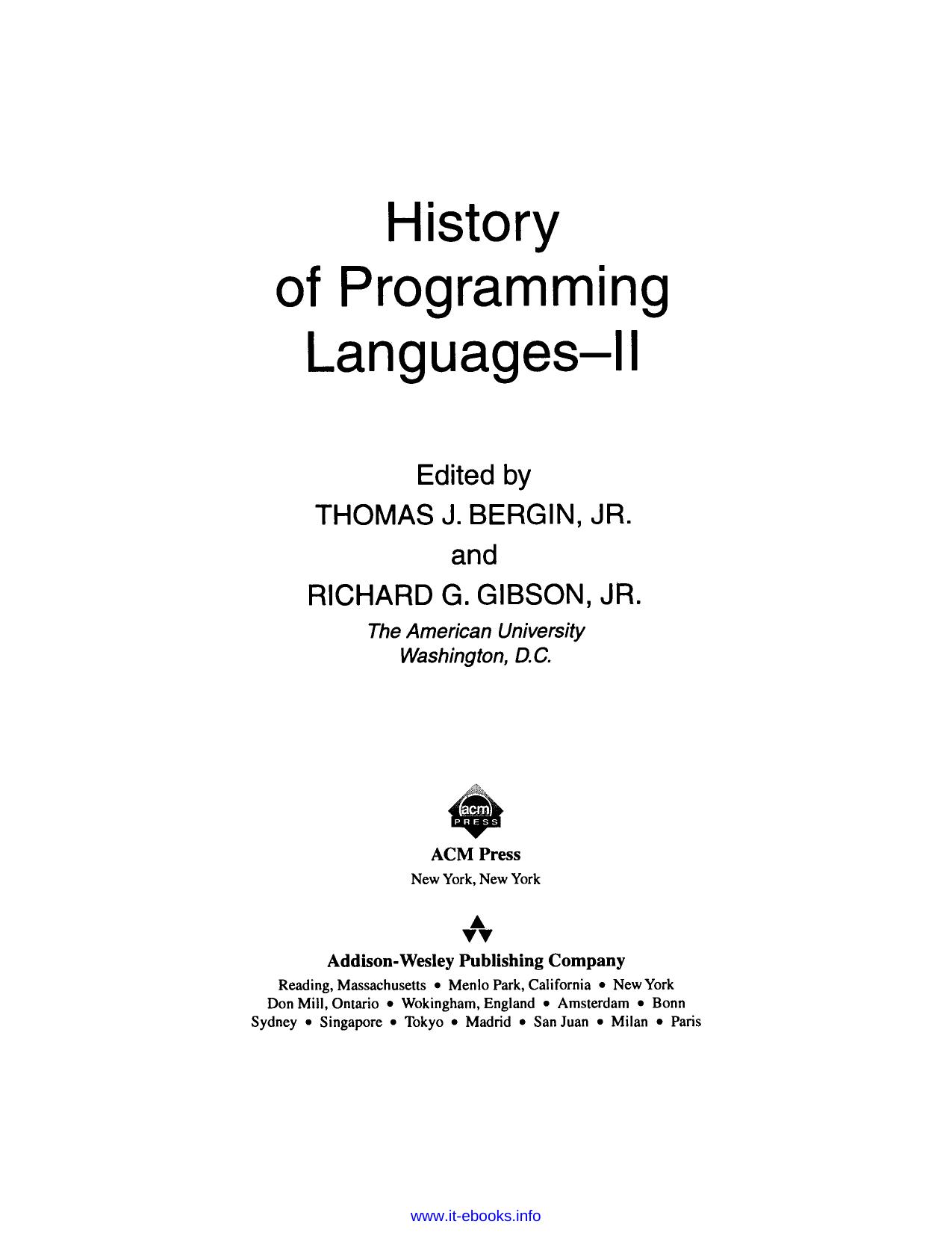 history of programming languages by Unknown