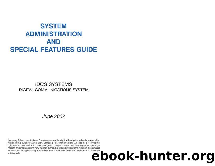 iDCS 100 System Administrator Guide by Samsung Product Department