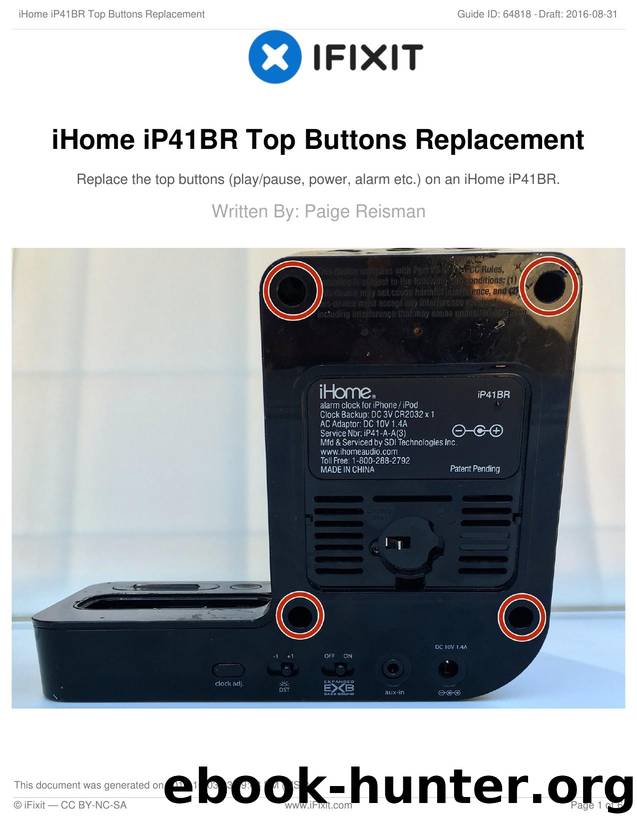 iHome iP41BR Top Buttons Replacement by Unknown