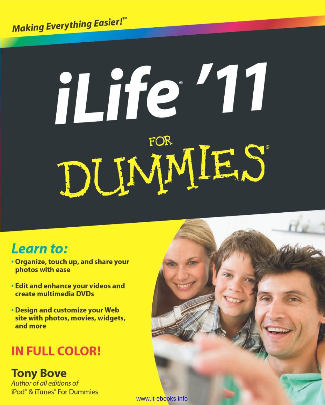 iLife 11 for Dummies by Tony Bove