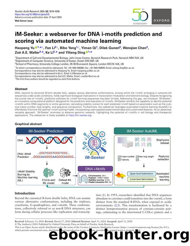 iM-Seeker: a webserver for DNA i-motifs prediction and scoring via automated machine learning by unknow
