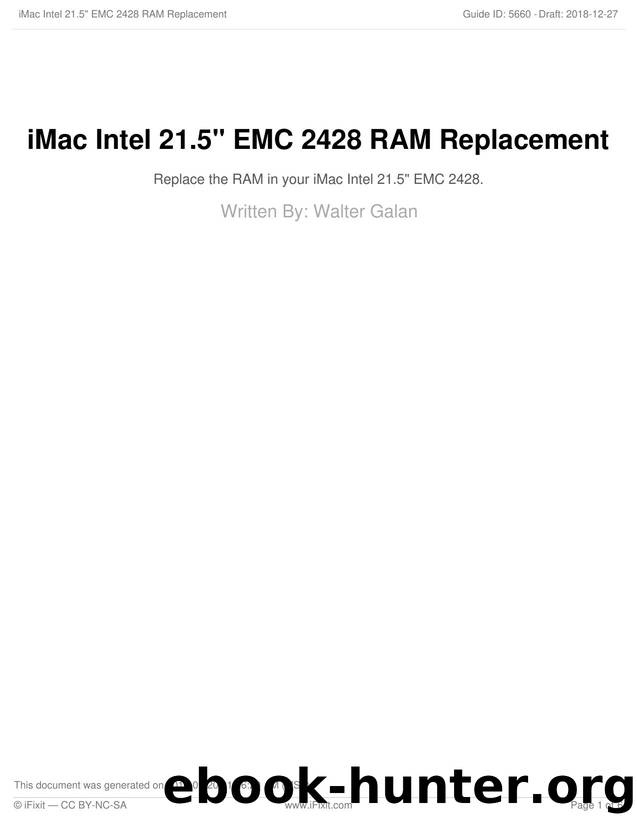 iMac Intel 21.5 EMC 2428 RAM Replacement by Unknown