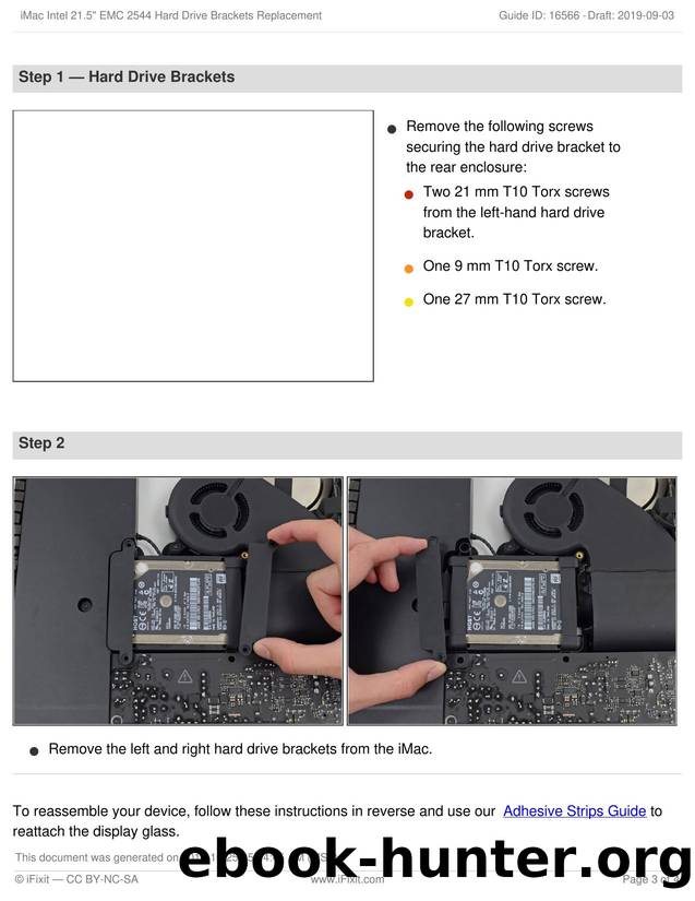 iMac Intel 21.5 EMC 2544 Hard Drive Brackets Replacement by Unknown