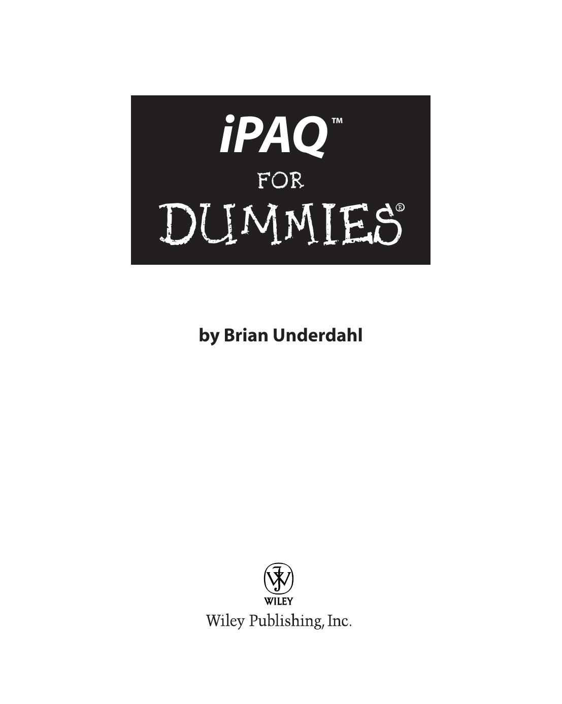 iPAQ for Dummies by Brian Underdahl