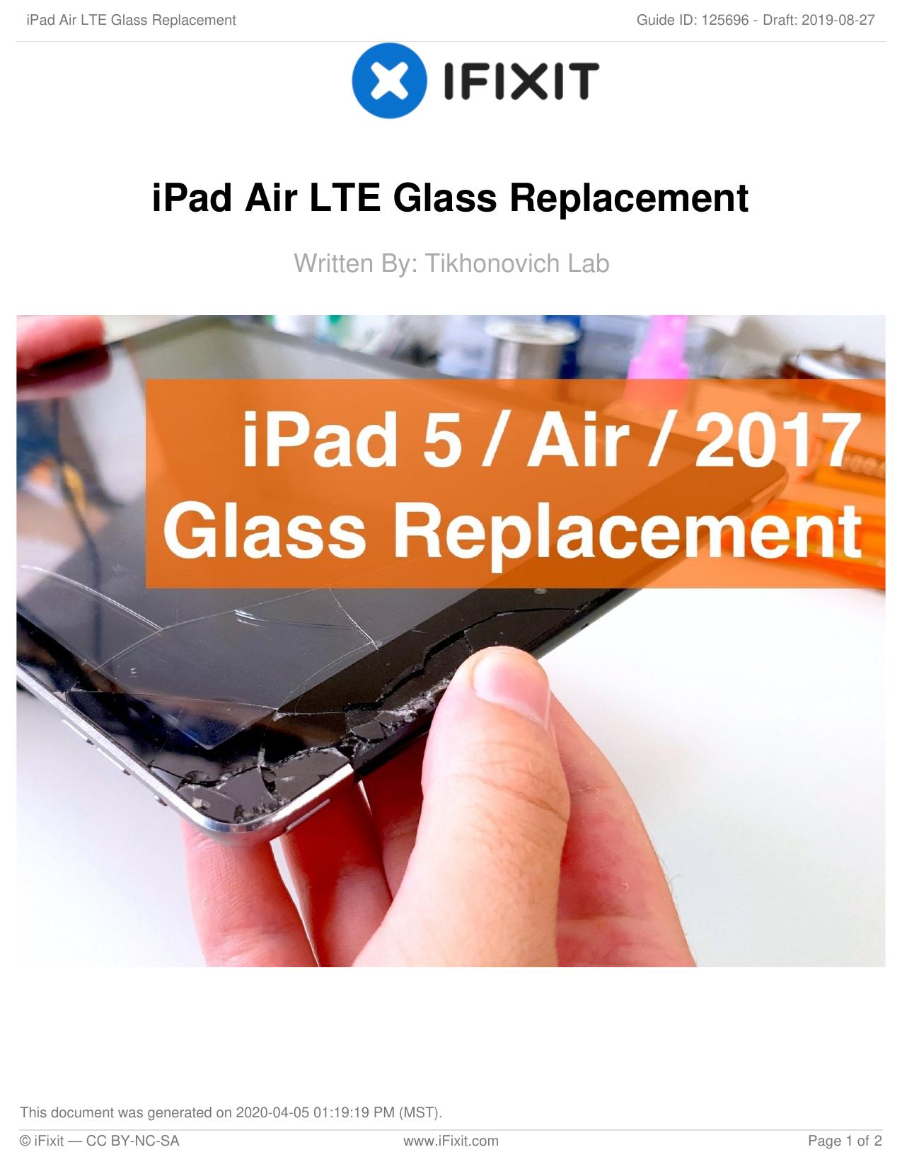 iPad Air LTE Glass Replacement by Unknown