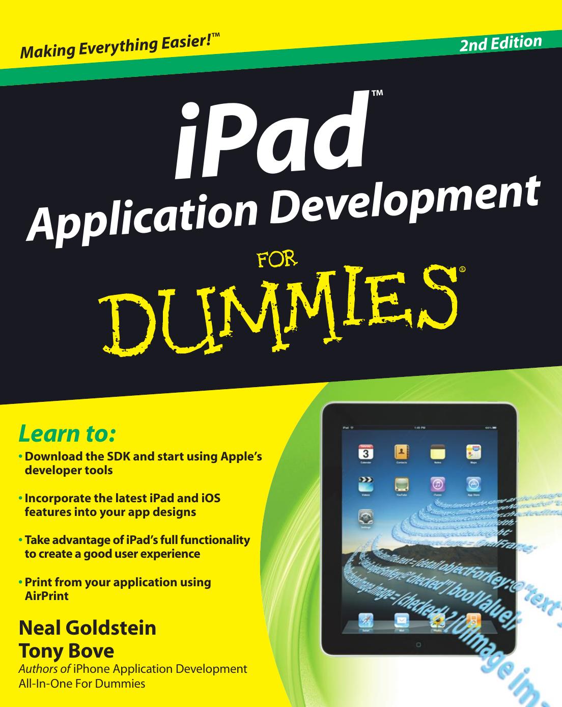 iPad Application Development For Dummies by Neal Goldstein Tony Bove