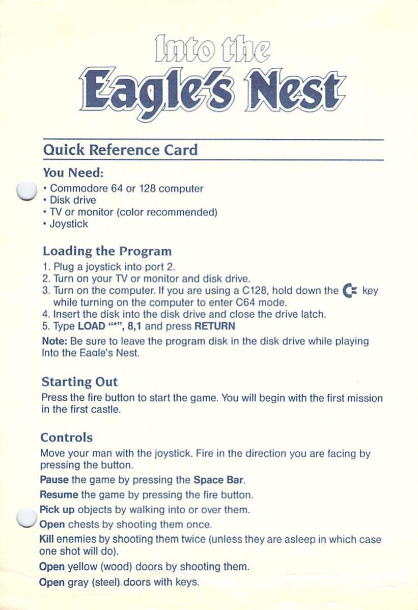 into the eagles nesteuropeunlquick reference by Unknown