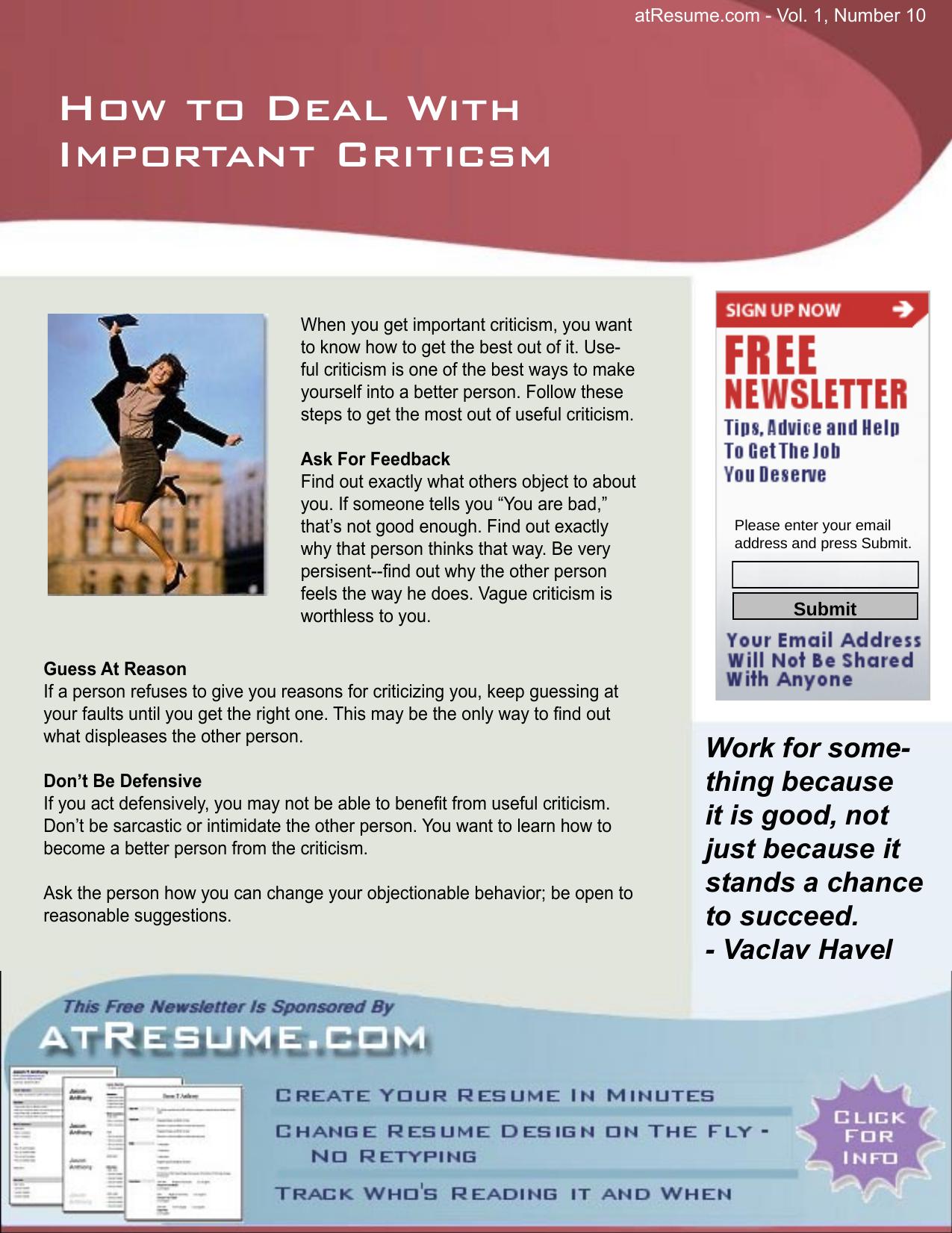 job help by How to Deal & Important Criticism