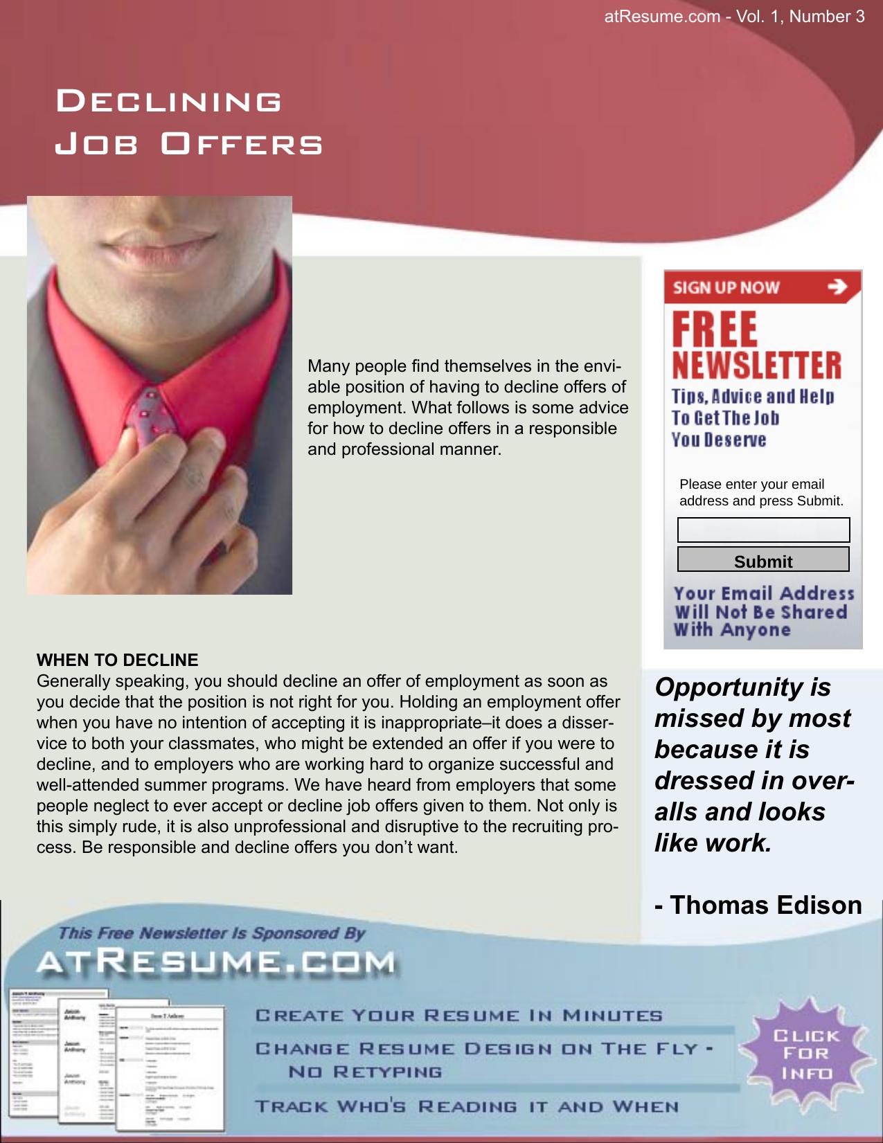 job help by declining job offers