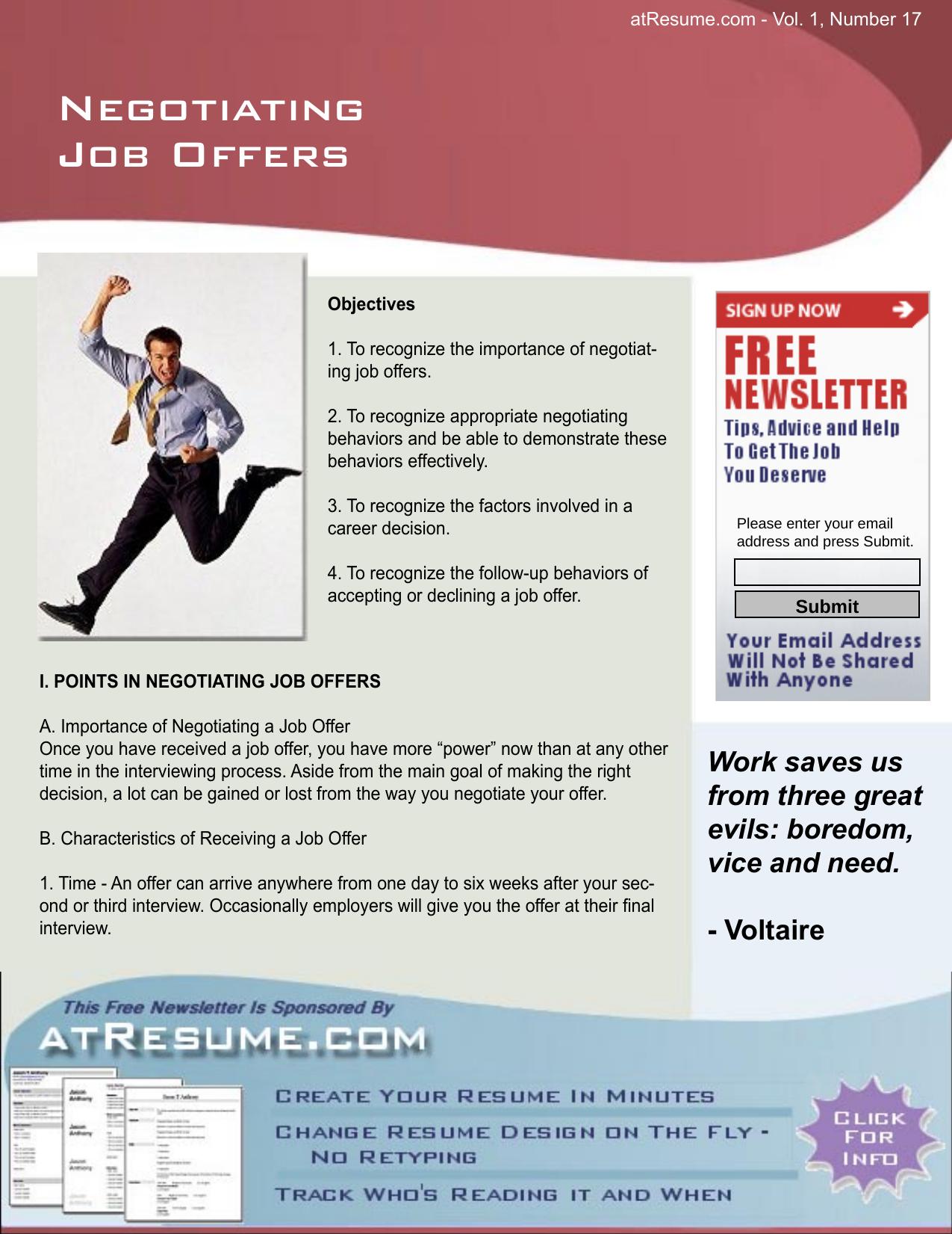 job help by negotiating job offers