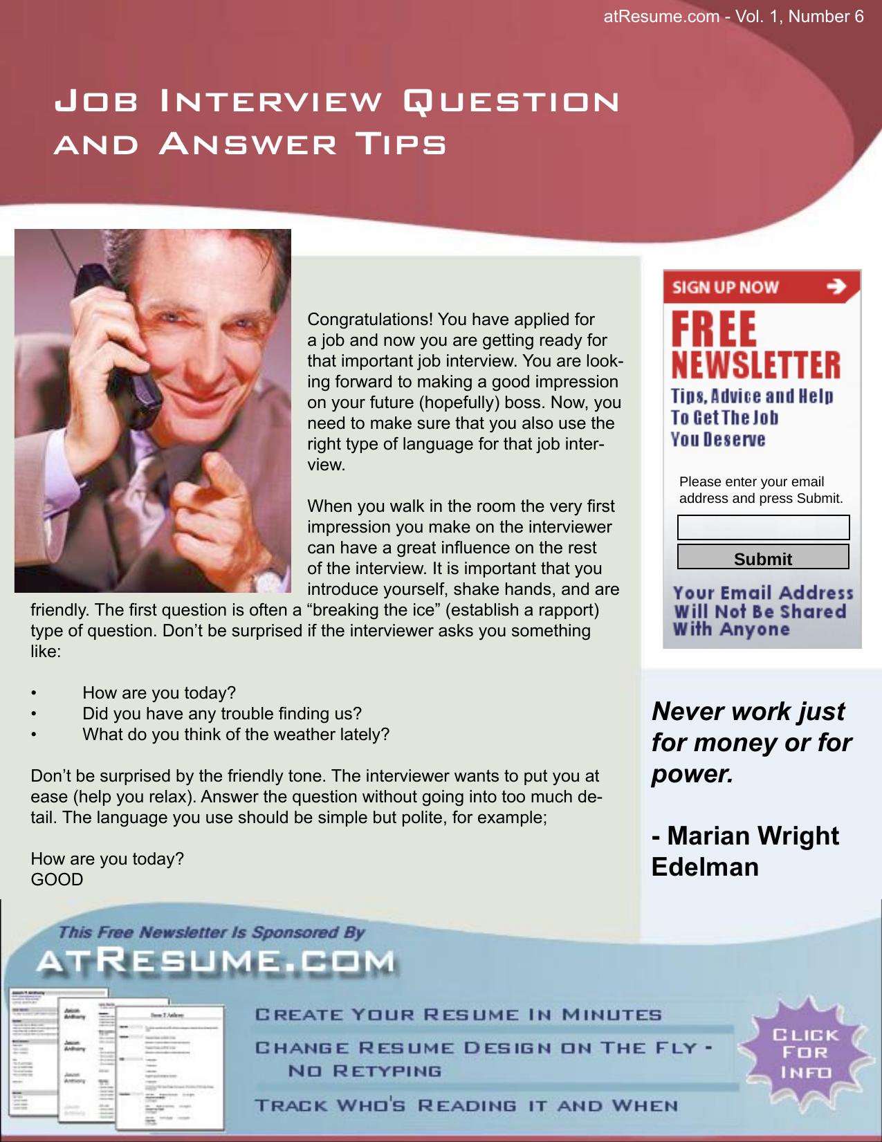 job help by question & answer tips