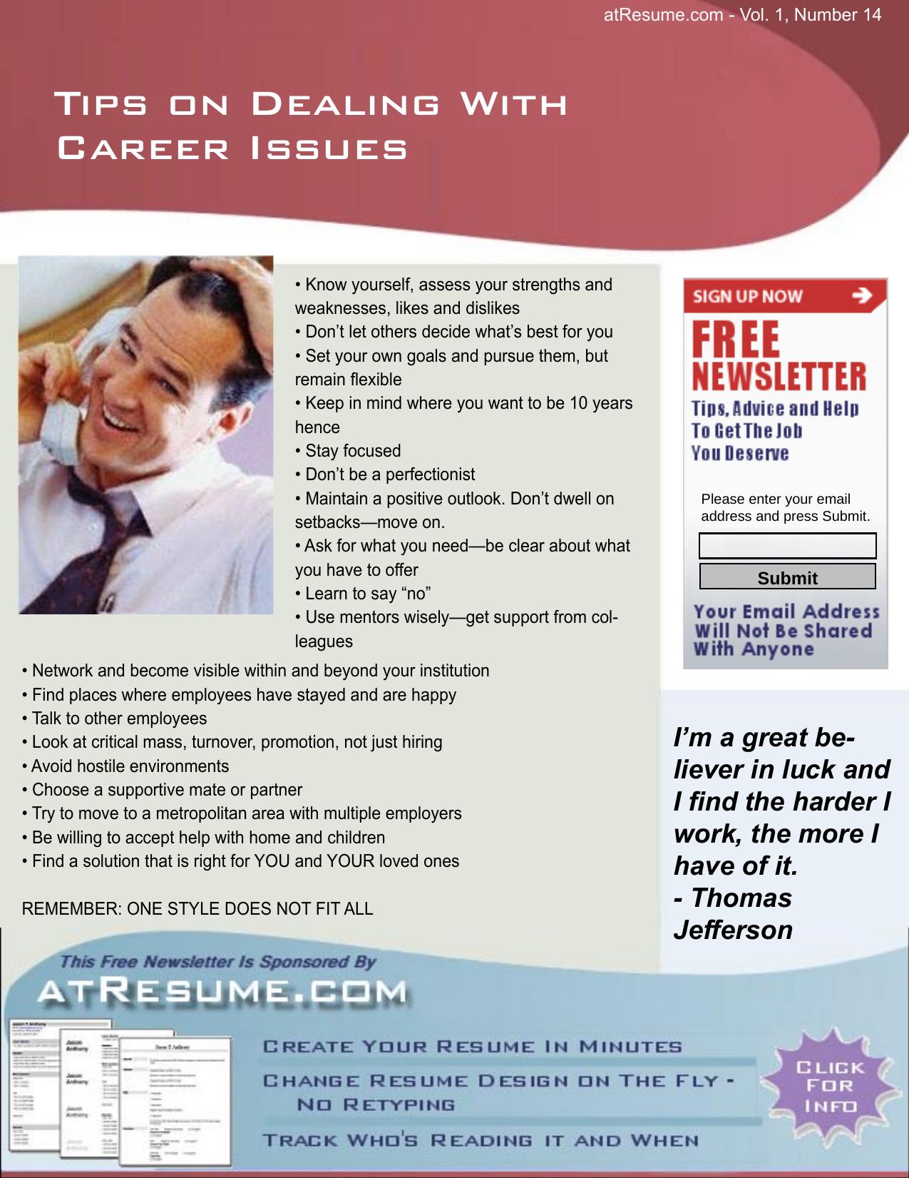 job help by tips on dealing & career issues
