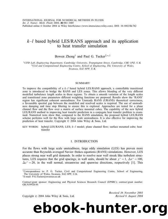 k-l based hybrid LESRANS approach and its application to heat transfer simulation by Unknown