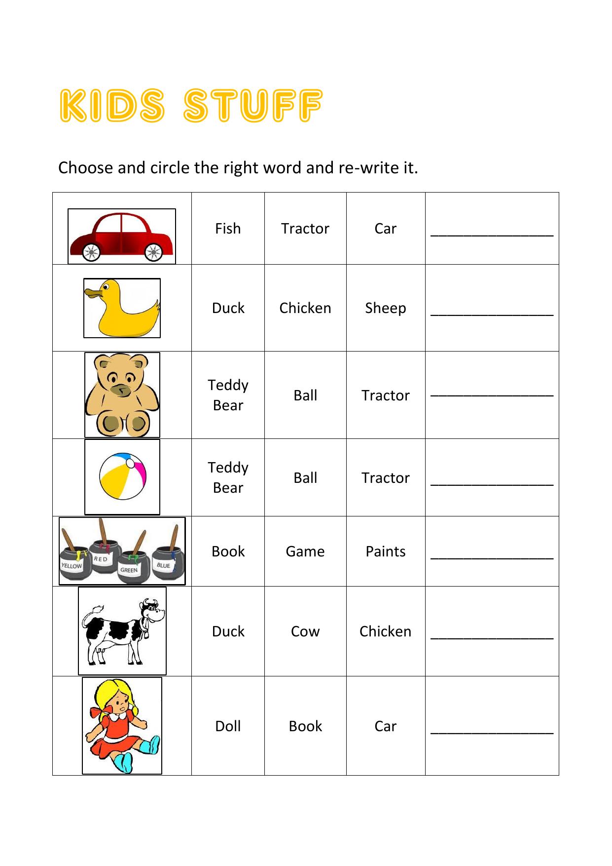 kid-stuff-worksheet by Bellini