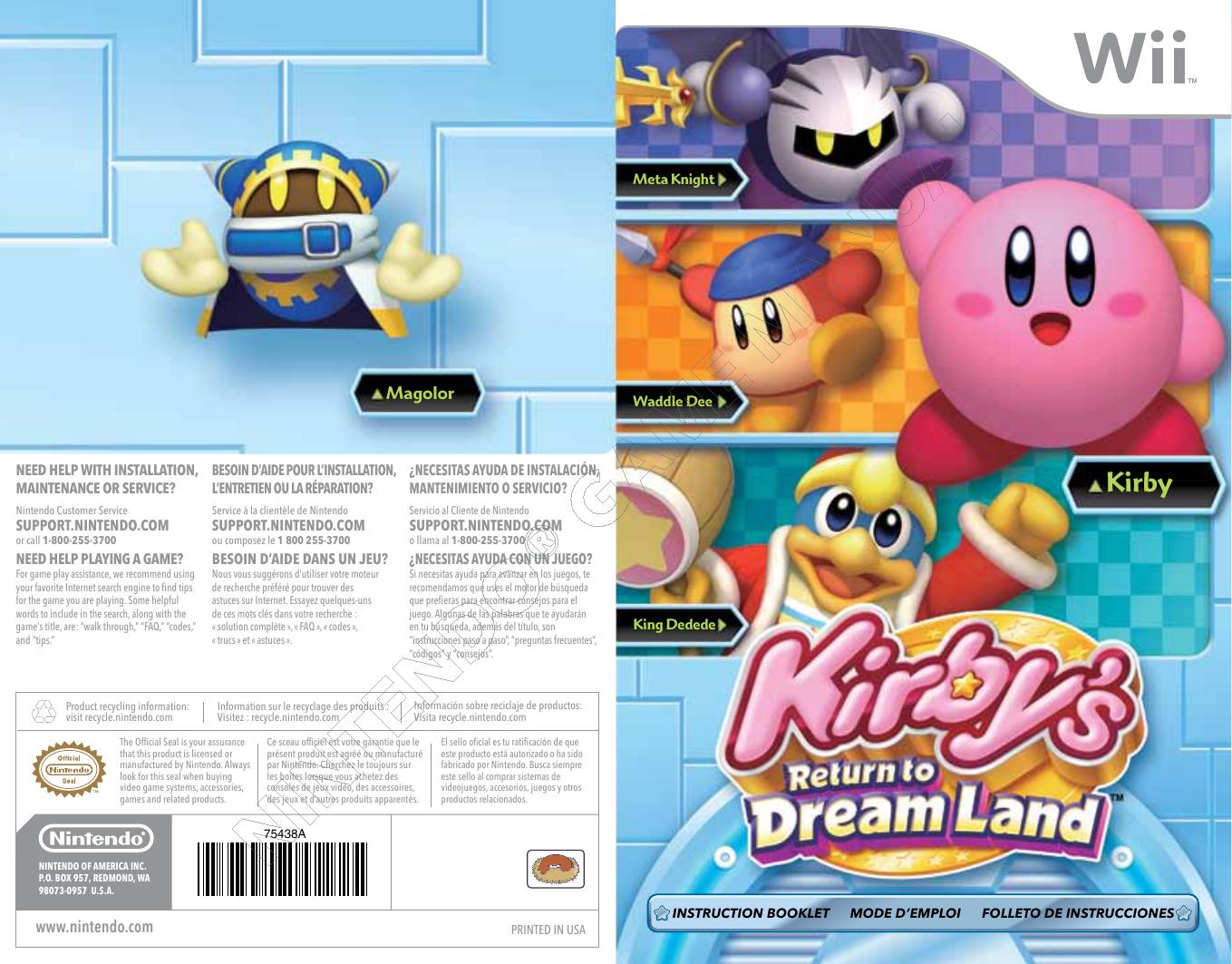 kirby return to dreamland north america by Unknown
