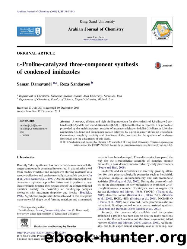 l-Proline-catalyzed three-component synthesis of condensed imidazoles by Saman Damavandi & Reza Sandaroos