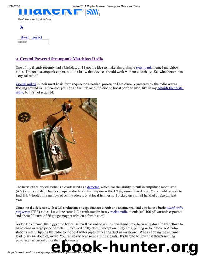 makeRF  A Crystal Powered Steampunk Matchbox Radio by Unknown
