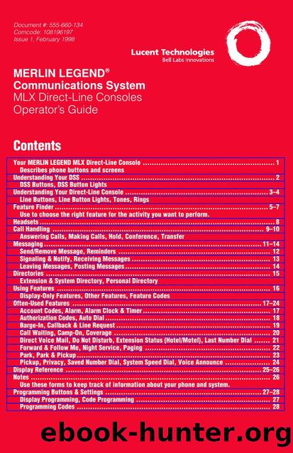 merlin legend MLX direct-line console oper guide by Unknown