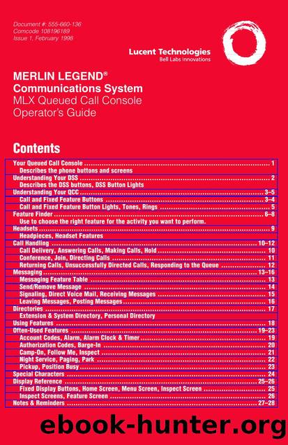 merlin legend MLX queued call console oper guide by Unknown