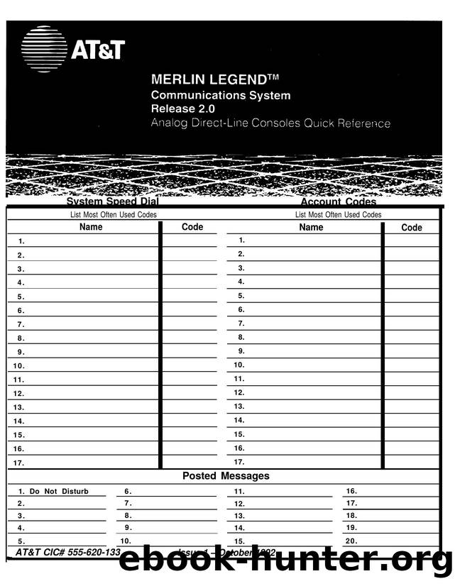 merlin legend R2 analog direct-line console quick ref by EDOC4