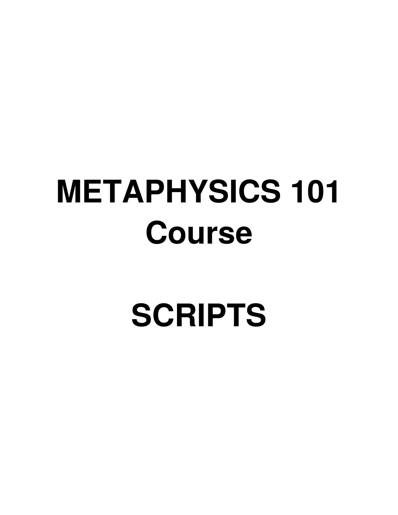 metaphysics 101 course scripts by Rene