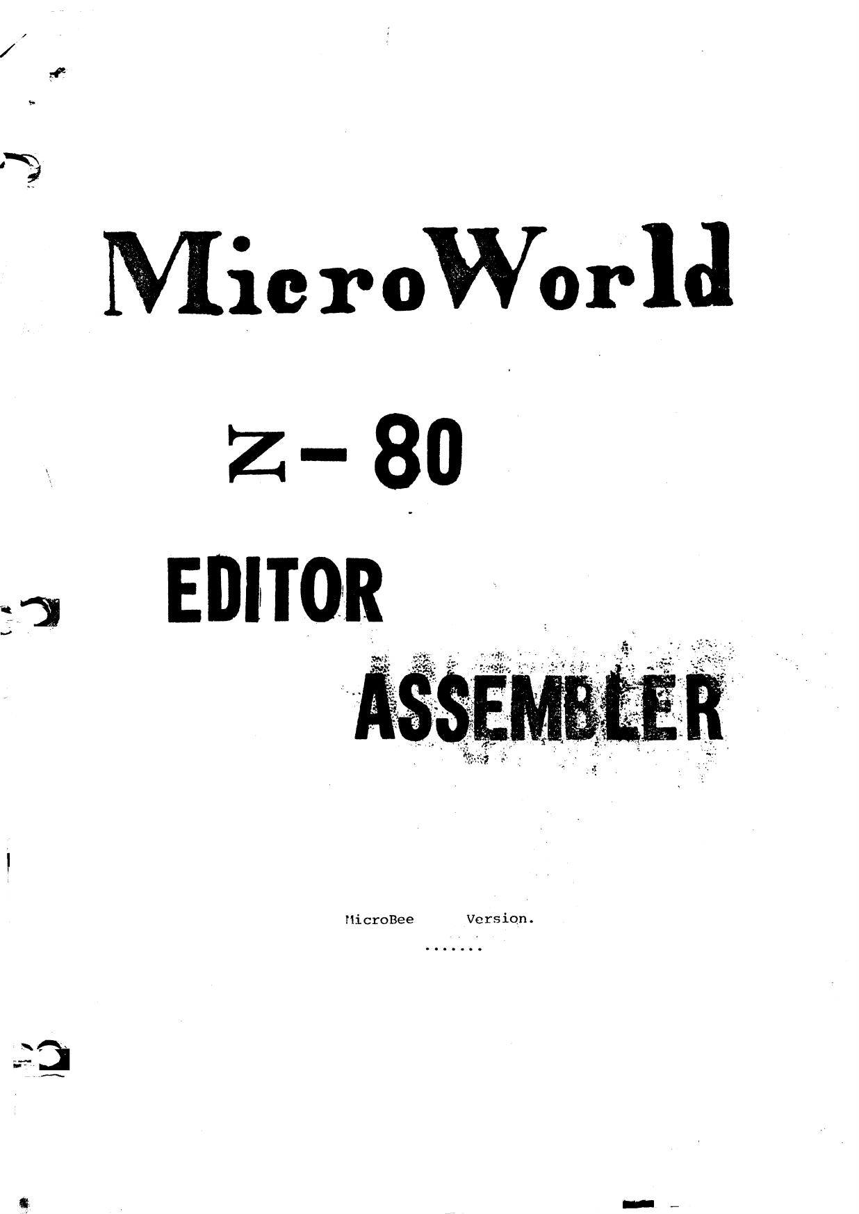 microworld z-80 editor assembler microbee version by Unknown