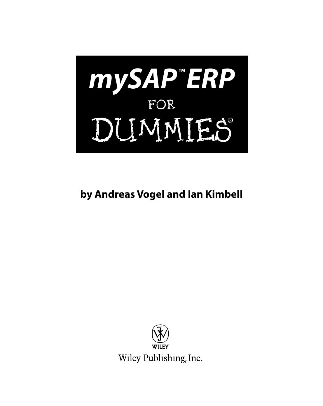 mySAP ERP for Dummies by Andreas Vogel Ian Kimbell