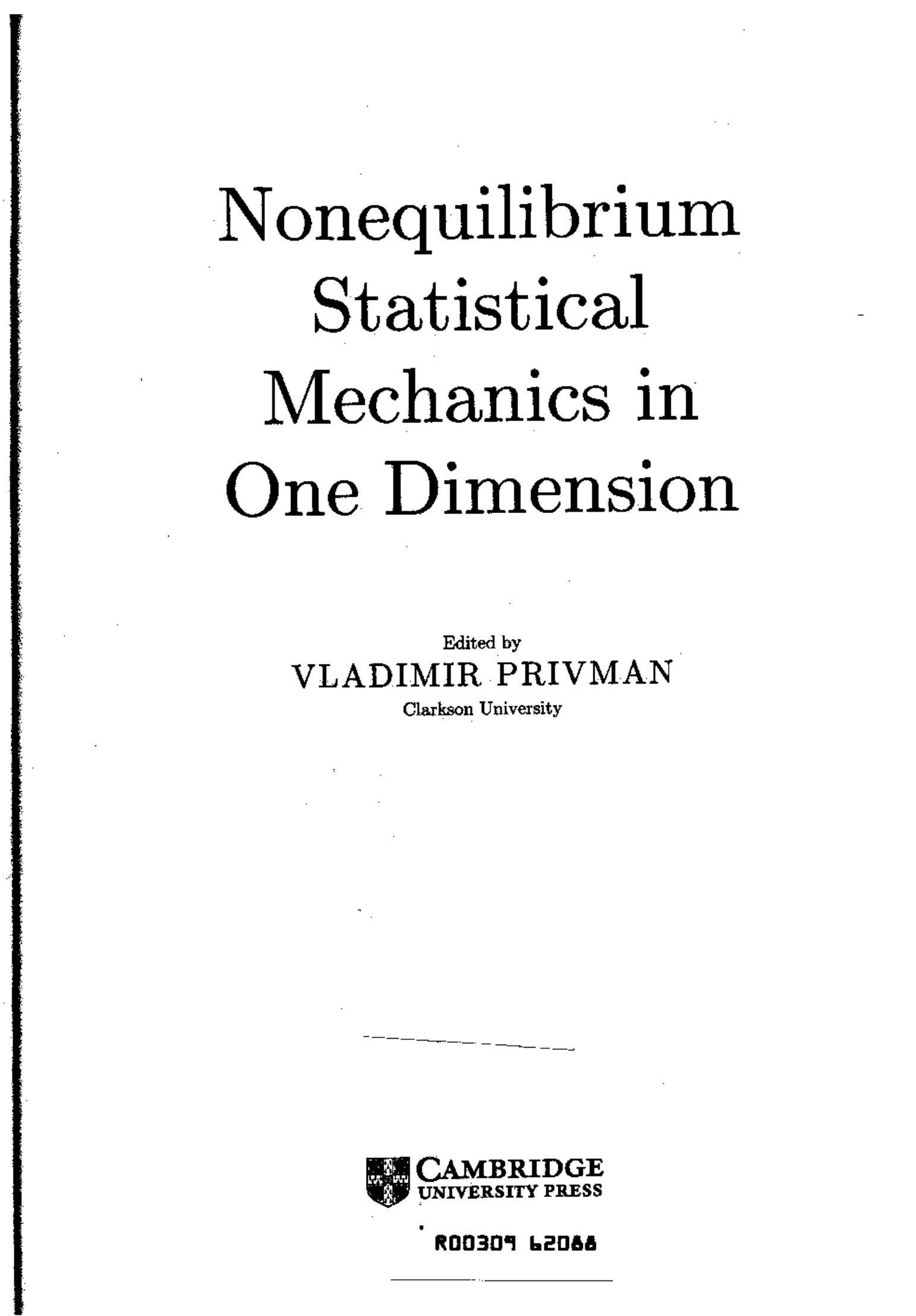 nonquiliblium statistical mechanics in one dymention by Privman