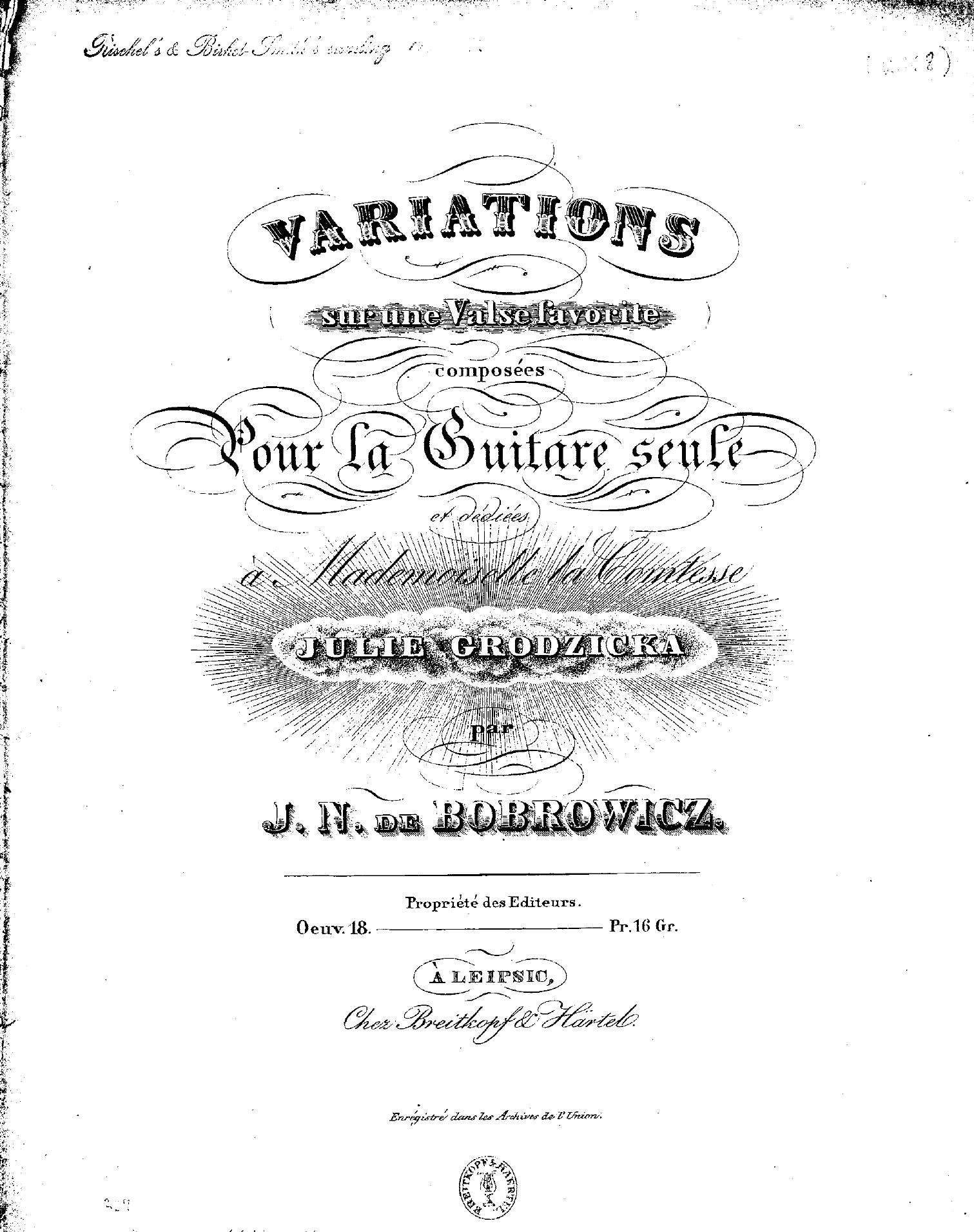op 18, Variations by Unknown