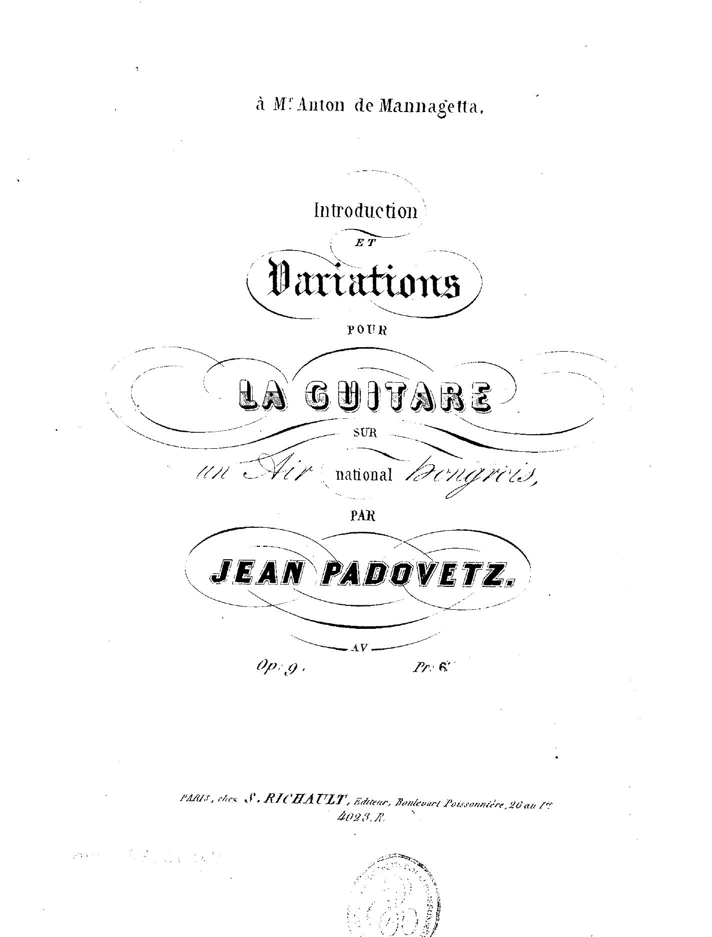 op 9, Variations by Unknown