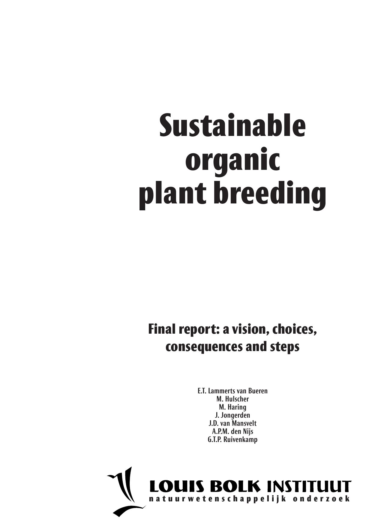 organic breeding programs by Unknown